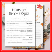 NURSERY RHYME QUIZ BABY SHOWER SPEL KLEINE POMPOEN KAART