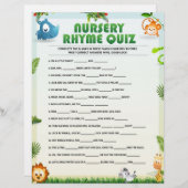 Nursery Rhyme Quiz [Dierthema] Briefhoofd (Voorkant / Achterkant)