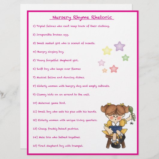 Nursery Rhyme Rhetoric Game - Meisstijl (Voorkant / Achterkant)