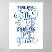 NURSERY RHYME-twinkle, kleine ster blauw Poster (Voorkant)