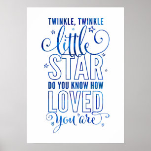 NURSERY RHYME-twinkle, kleine ster blauw Poster