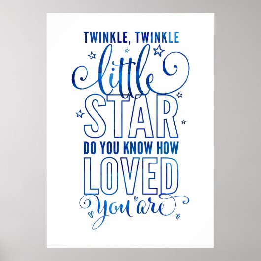NURSERY RHYME-twinkle, kleine ster blauw Poster (Voorkant)