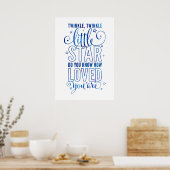 NURSERY RHYME-twinkle, kleine ster blauw Poster (Keuken)