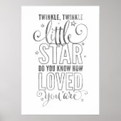 NURSERY RHYME-twinkle, kleine ster grijs met een k Poster (Voorkant)