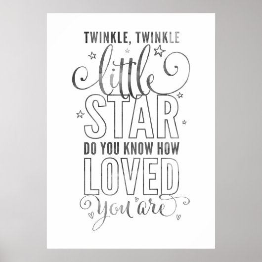 NURSERY RHYME-twinkle, kleine ster grijs met een k Poster (Voorkant)
