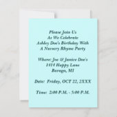 Nursery Rhyme - verjaardagsinVITATIES met de naam  Kaart (Achterkant)