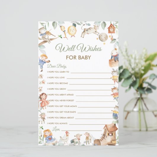 Nursery Rhyme Well wil Baby shower Kaart (Staand voorkant)