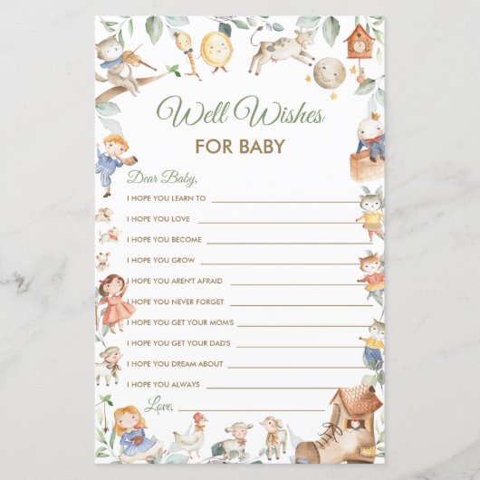 Nursery Rhyme Well wil Baby shower Kaart (Voorkant)