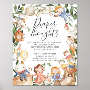 Nursery Rhymes Baby shower Diaper Thoughts Sign Poster