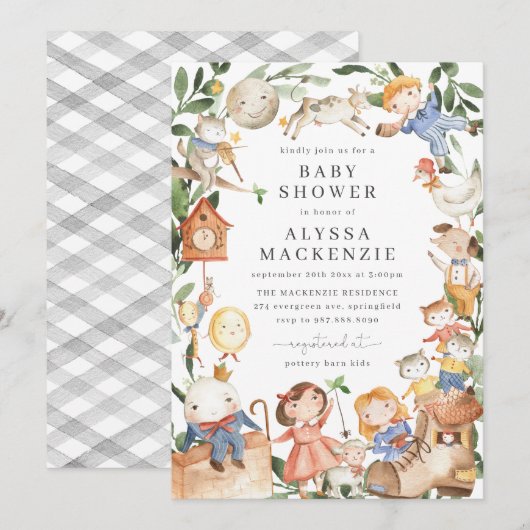 Nursery Rhymes Baby shower Kaart (Voorkant / Achterkant)