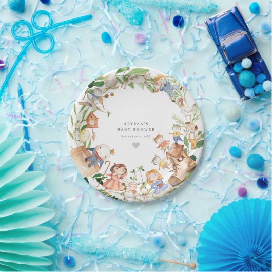 Nursery Rhymes Baby Shower Paper Plates Papieren Bordje (Feest)