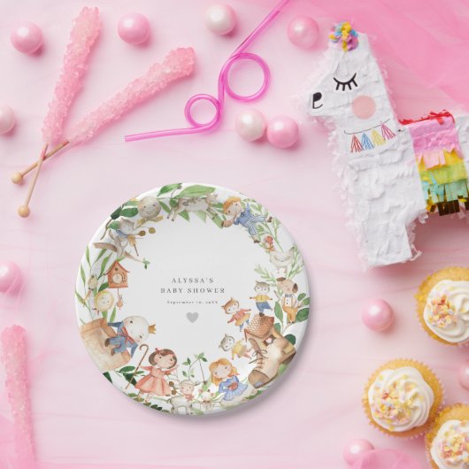 Nursery Rhymes Baby Shower Paper Plates Papieren Bordje (Feest)