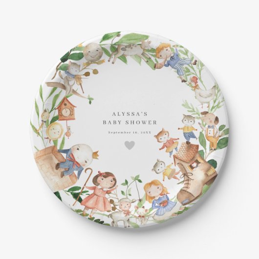 Nursery Rhymes Baby Shower Paper Plates Papieren Bordje (Voorkant)
