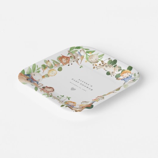 Nursery Rhymes Baby Shower Paper Plates Papieren Bordje (Gebogen)
