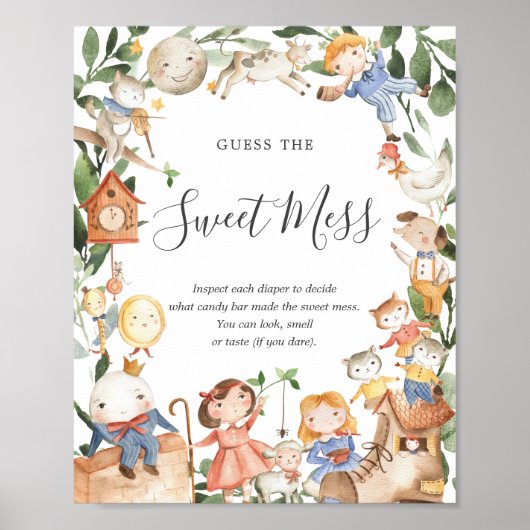Nursery Rhymes-Baby shower raadt de zoete Mess Poster (Voorkant)