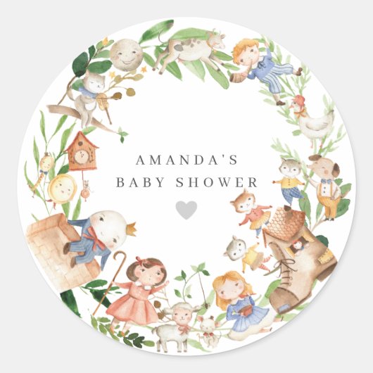 Nursery Rhymes Baby Shower  Ronde Sticker (Voorkant)