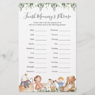 Nursery Rhymes Baby shower Voltooi de zin van mama