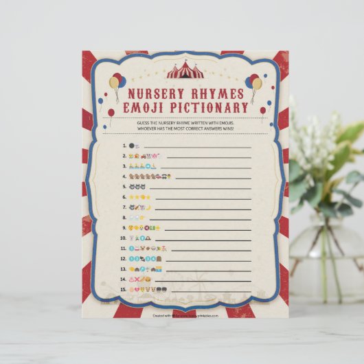 Nursery Rhymes Emoji [Circus Theme] Briefhoofd (Staand voorkant)