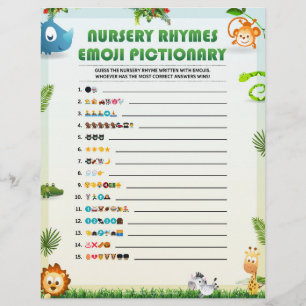 Nursery Rhymes Emoji Pictionary [Animal Theme] Briefhoofd