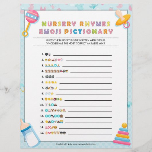 Nursery Rhymes Emoji Pictionary [Basics Blue] Briefhoofd (Voorkant)