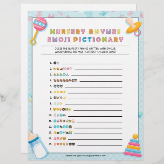 Nursery Rhymes Emoji Pictionary [Basics Blue] Briefhoofd (Voorkant / Achterkant)