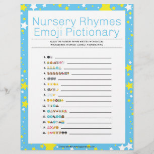 Nursery Rhymes Emoji Pictionary [Blauw Sterrennach Briefhoofd