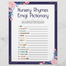 Nursery Rhymes Emoji Pictionary[Floral Lijst] Briefhoofd