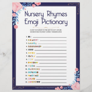 Nursery Rhymes Emoji Pictionary[Floral Lijst] Briefhoofd