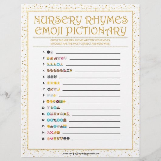 Nursery Rhymes Emoji Pictionary [Golden Sparkles] Briefhoofd (Voorkant)
