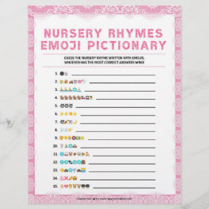 Nursery Rhymes Emoji Pictionary [Luxury Lace Pink] Briefhoofd