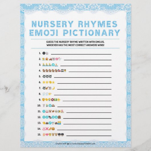 Nursery Rhymes Emoji Pictionary [Luxwoelzijde [Bla Briefhoofd (Voorkant)