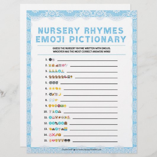 Nursery Rhymes Emoji Pictionary [Luxwoelzijde [Bla Briefhoofd (Voorkant / Achterkant)