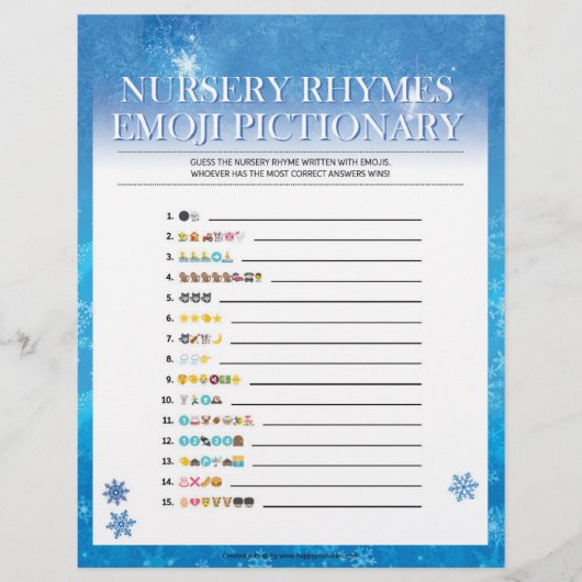 Nursery Rhymes Emoji Pictionary [Snowy Blue] Briefhoofd (Voorkant)