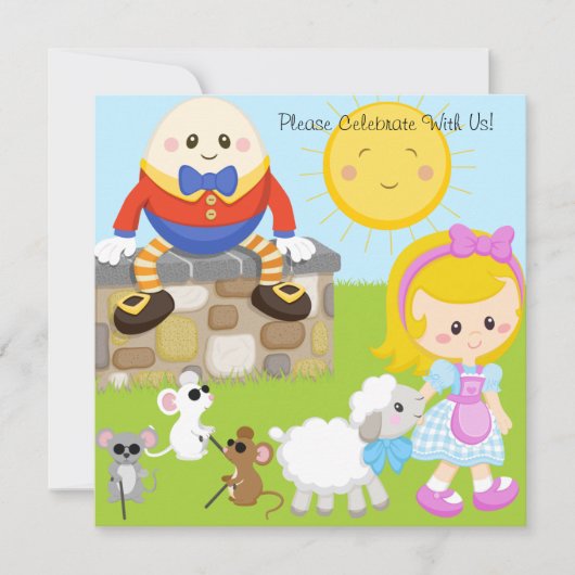 Nursery Rhymes Gepersonaliseerd Birthday-uitnodigi Kaart (Voorkant)