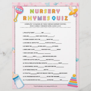 Nursery Rhymes Quiz [Baby Basics Pink] Briefhoofd