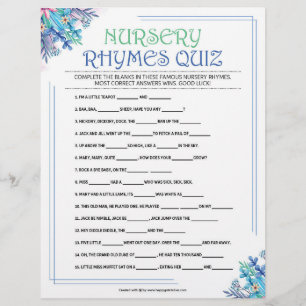 Nursery Rhymes Quiz [Blauwe Floral] Briefhoofd