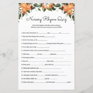 Nursery Rhymes Quiz Cutie Baby shower Game Kaarten
