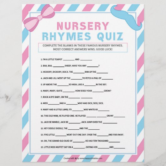 Nursery Rhymes Quiz [Genderverassing] Briefhoofd (Voorkant)