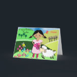 Nursery Rhythm Theme Schattigee Kids Verjaardag Ka Kaart<br><div class="desc">Zo'n leuke verjaardagskaart voor een jong kind met een kleurrijk afbeelding van een favoriet kinderrijmpje "Mary had a little lamb" en het is zo gemakkelijk te personaliseren met een naam en leeftijd voor die extra speciale touch.</div>