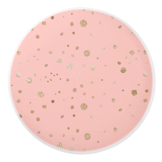 Nursery Room Roze Blush met Glittery Circles Keramische Knop (Voorkant)