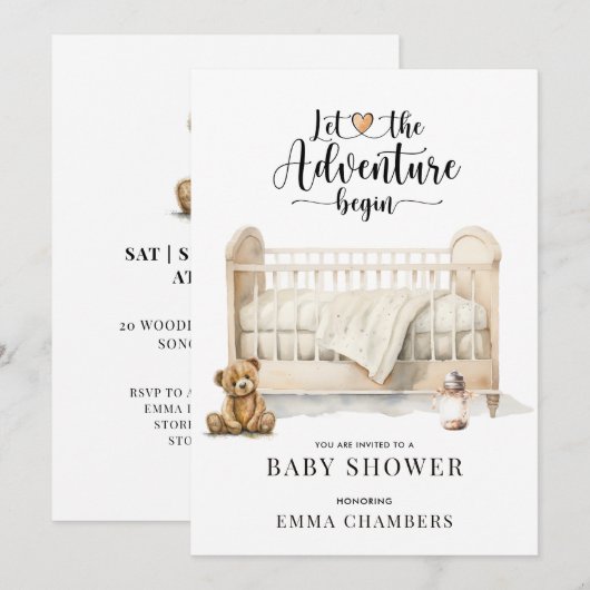 Nursery Scene Baby shower Uitnodiging (Voorkant / Achterkant)