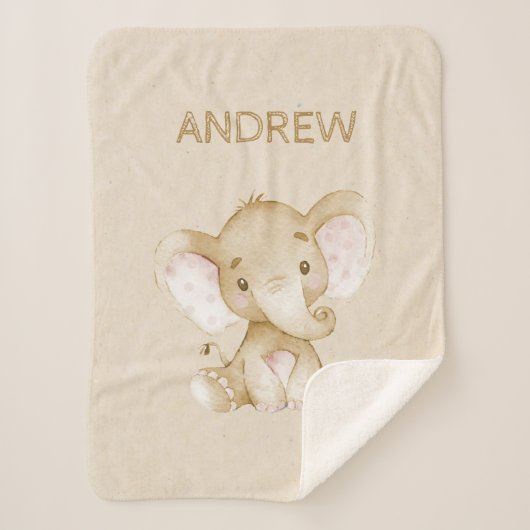  Nursery Sherpa Blanket met Baby olifant Deken (Voorkant)