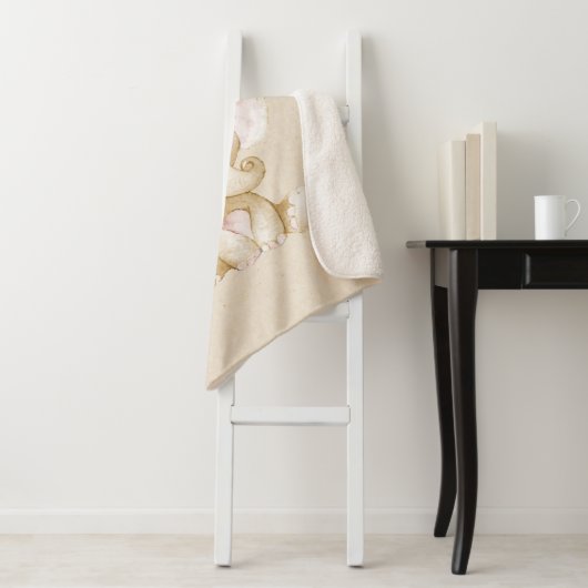 Nursery Sherpa Blanket met Baby olifant Sherpa Deken (In situ)