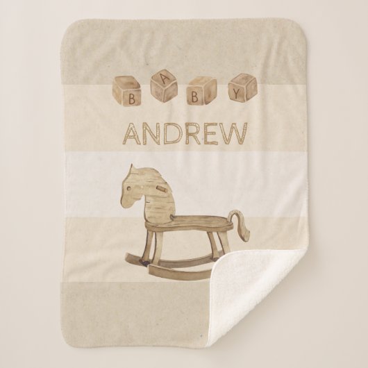  Nursery Sherpa Blanket met Wooden Horse Deken (Voorkant)