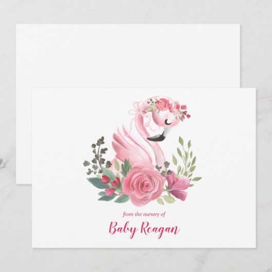 Nursery Swan Monogram Baby shower Dank je wel Bedankkaart (Voorkant / Achterkant)