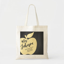 Nursery Teacher chevron yellow apple gift mode Tote Bag