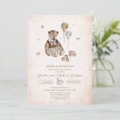  Nursery teddybeer waterverf baby shower Kaart (Staand voorkant)