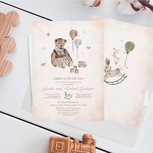  Nursery teddybeer waterverf baby shower Kaart