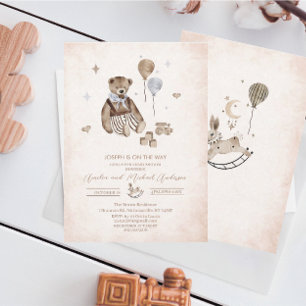  Nursery teddybeer waterverf baby shower Kaart