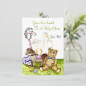 Nursery Thleys Baby Showe Invite Kaart (Staand voorkant)